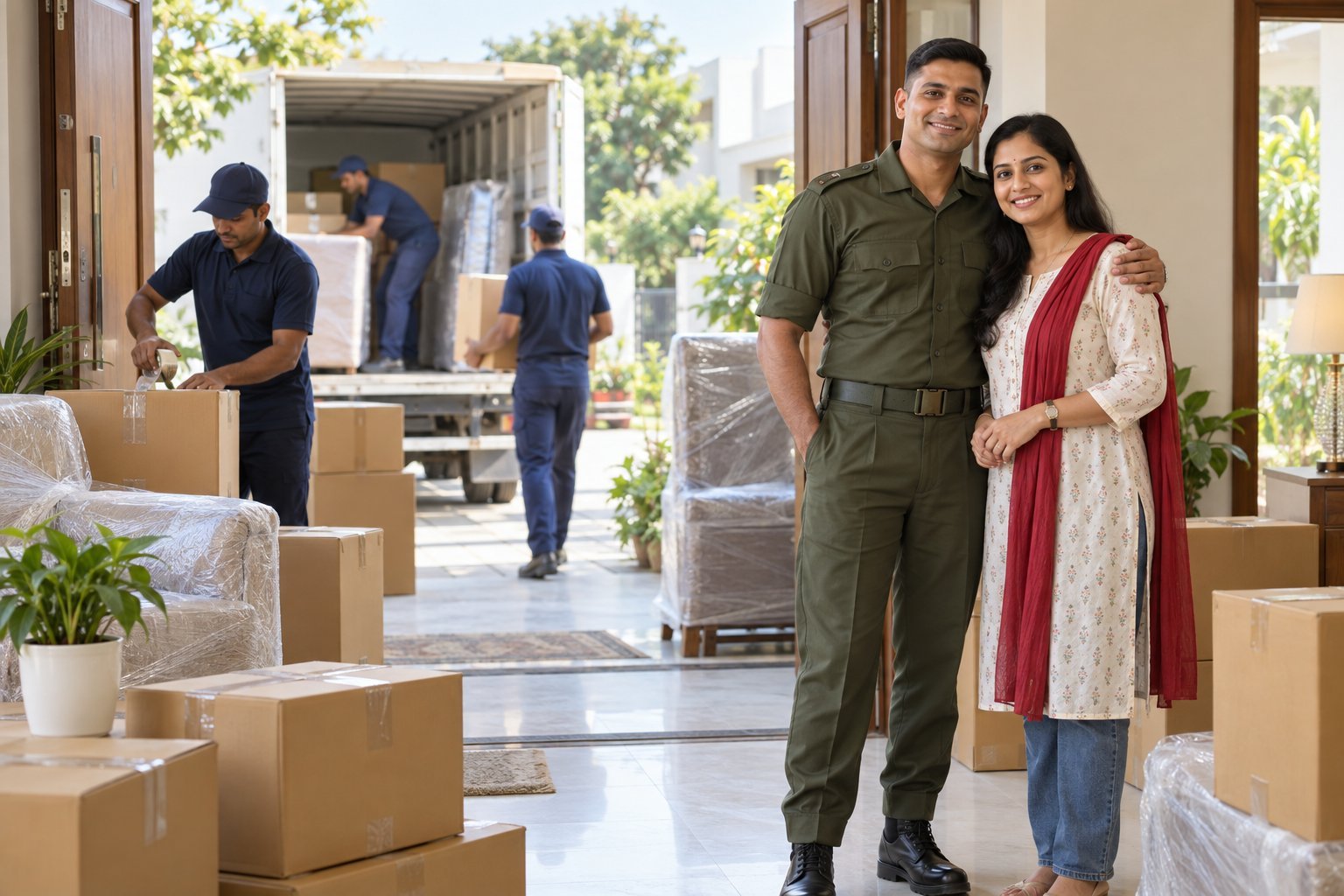 Defence personnel family relocation with professionally packed household goods